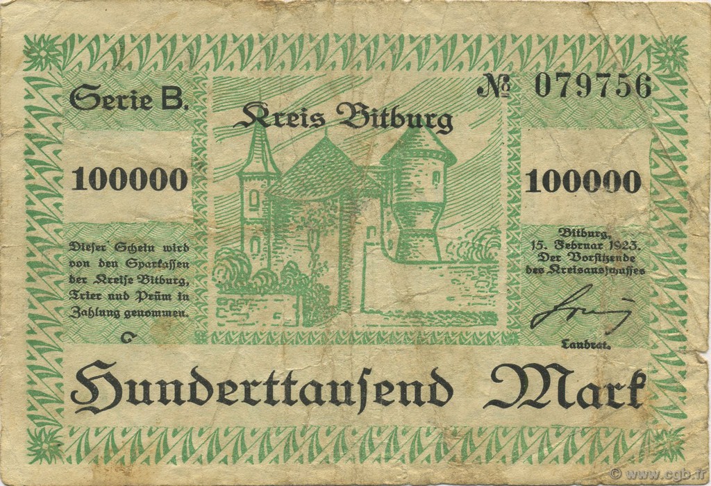 100000 Mark ALLEMAGNE  1923  TB