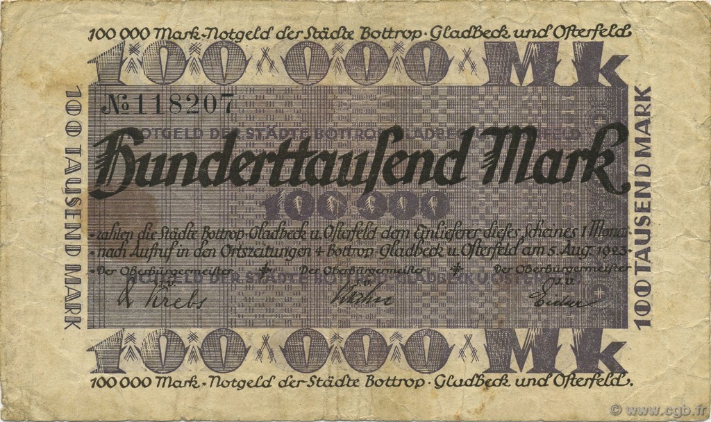 1 Million Mark ALEMANIA Bottrop 1923  BC+