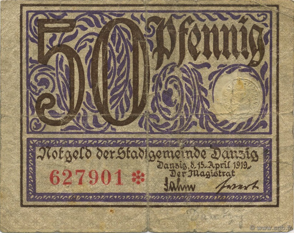 50 Pfennig DANTZIG  1919 P.11 BC