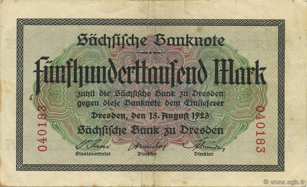 500000 Mark GERMANIA Dresden 1923 PS.0961 BB