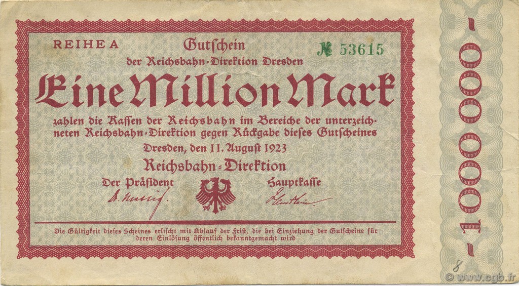 1 Million Mark DEUTSCHLAND  1923 PS.1172 SS