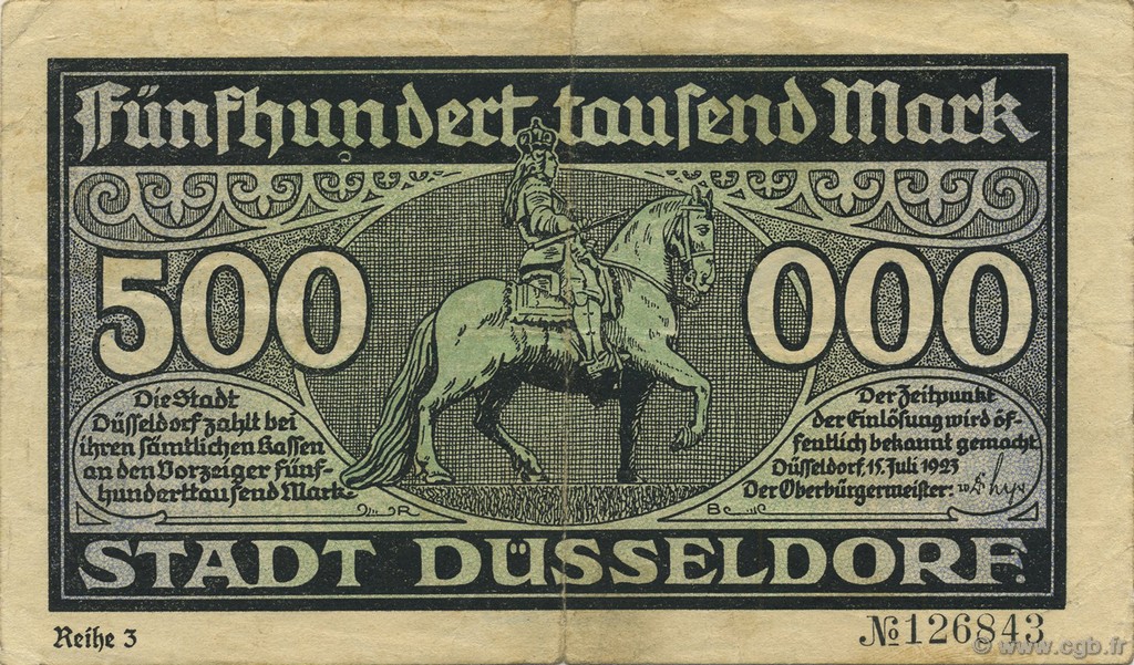 500000 Mark GERMANY Düsseldorf 1923  VF