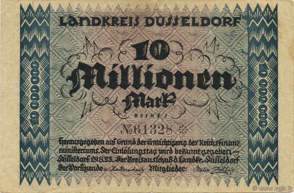 10 Millions Mark GERMANIA Düsseldorf 1923  BB