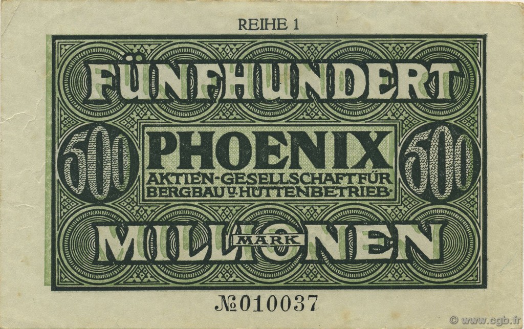 500 Millions Mark GERMANIA Düsseldorf 1923  SPL