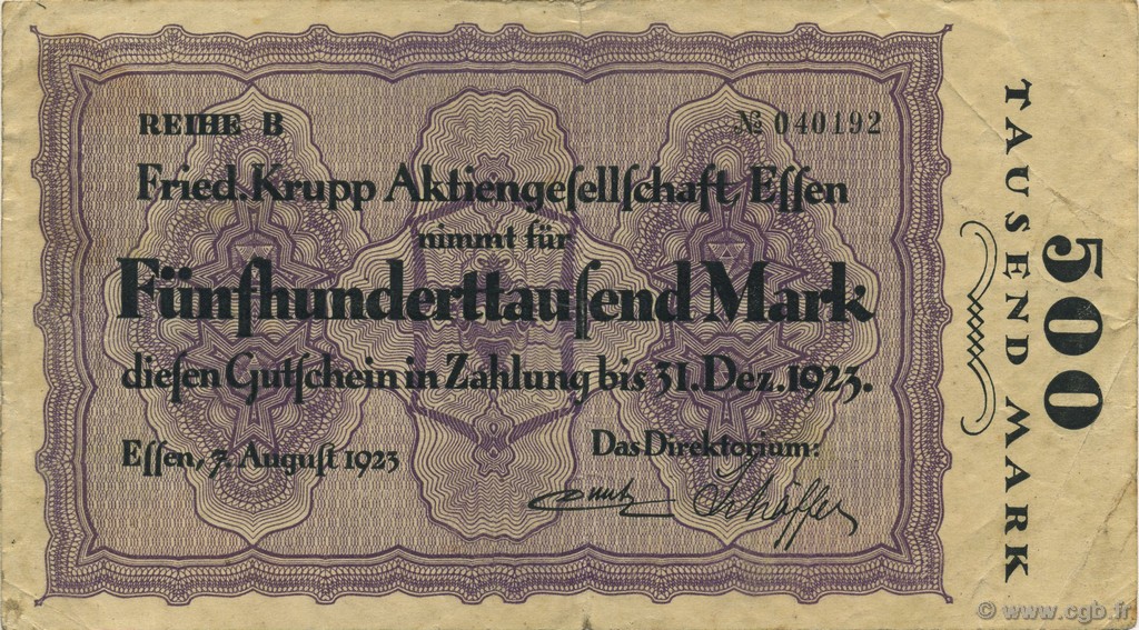 500000 Mark GERMANIA Essen 1923  q.BB