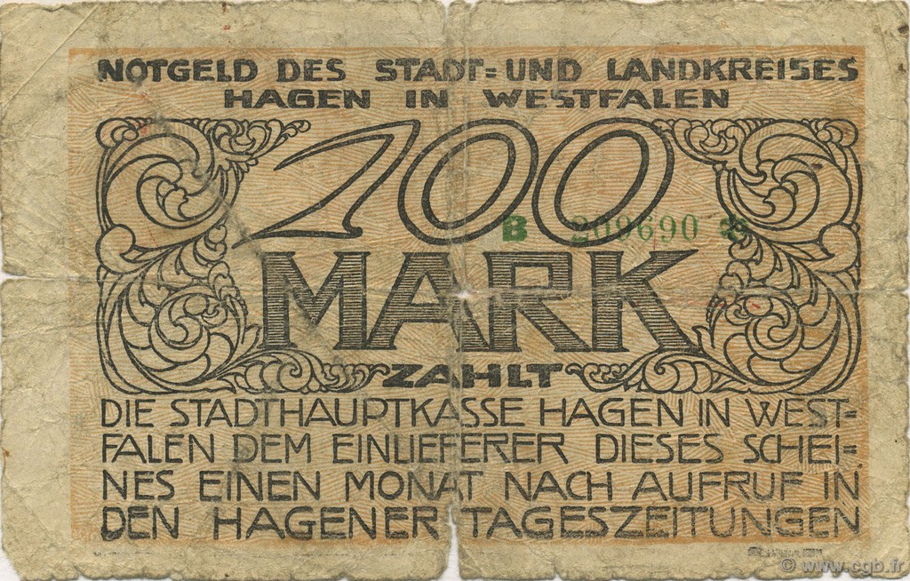 100 Mark GERMANY Hagen 1922  P