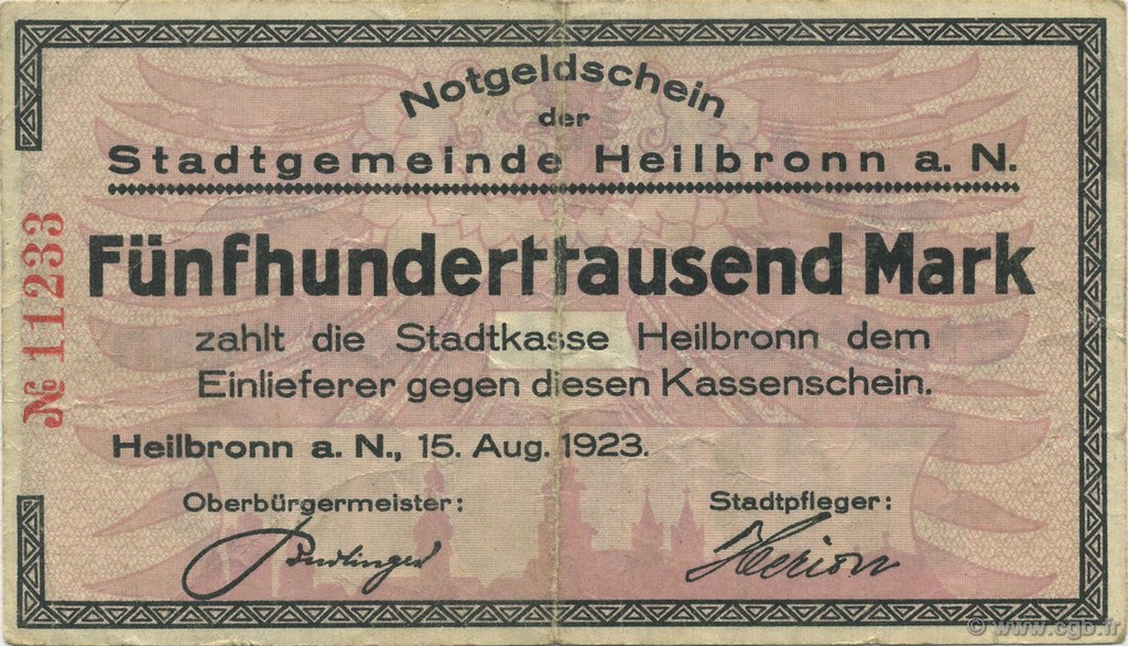 500000 Mark DEUTSCHLAND Heilbronn 1923  SS