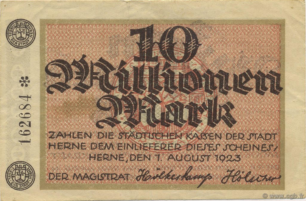 10 Millions Mark GERMANIA Herne 1923  BB
