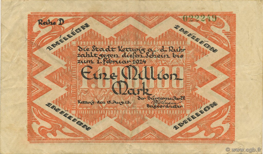 1 Million Mark GERMANIA Kettwing 1923  BB