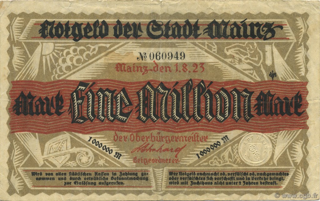1 Million Mark ALEMANIA Mainz-Mayence 1923  MBC