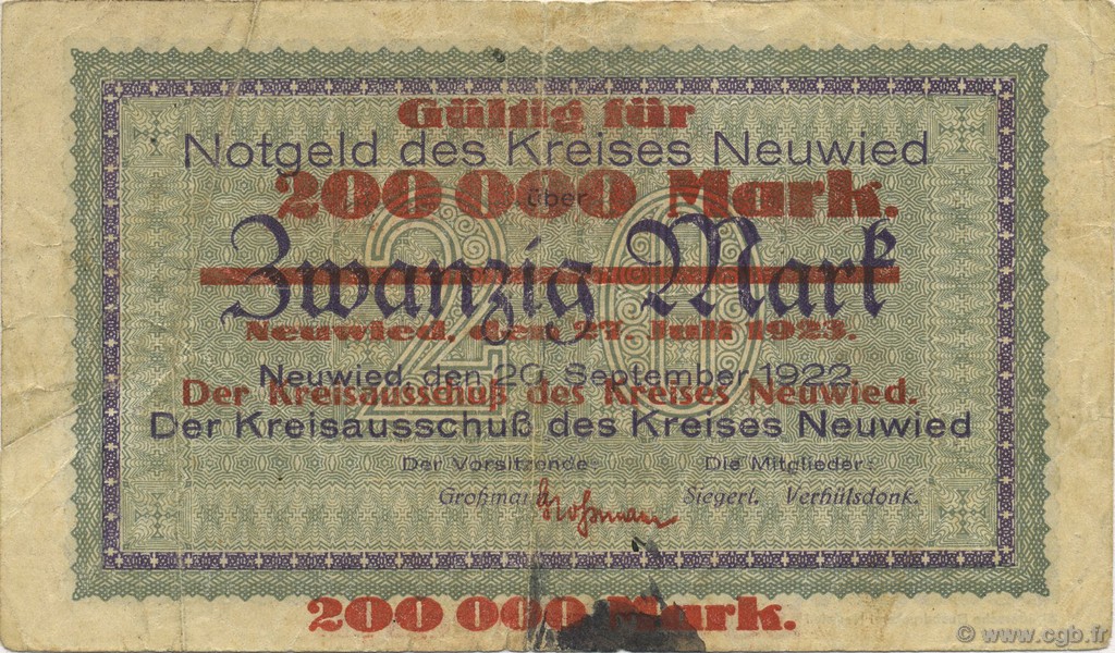 200000 Mark GERMANY Neuwied 1923  VF-