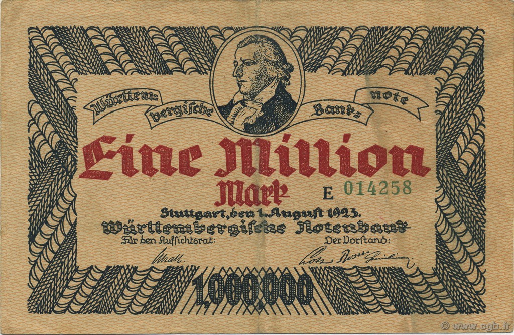 1 Million Mark ALEMANIA Stuttgart 1923 PS.0987 MBC