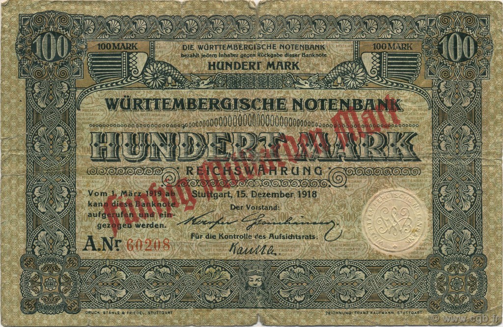 50 Milliards Mark GERMANIA Stuttgart 1923 PS.0991 MB