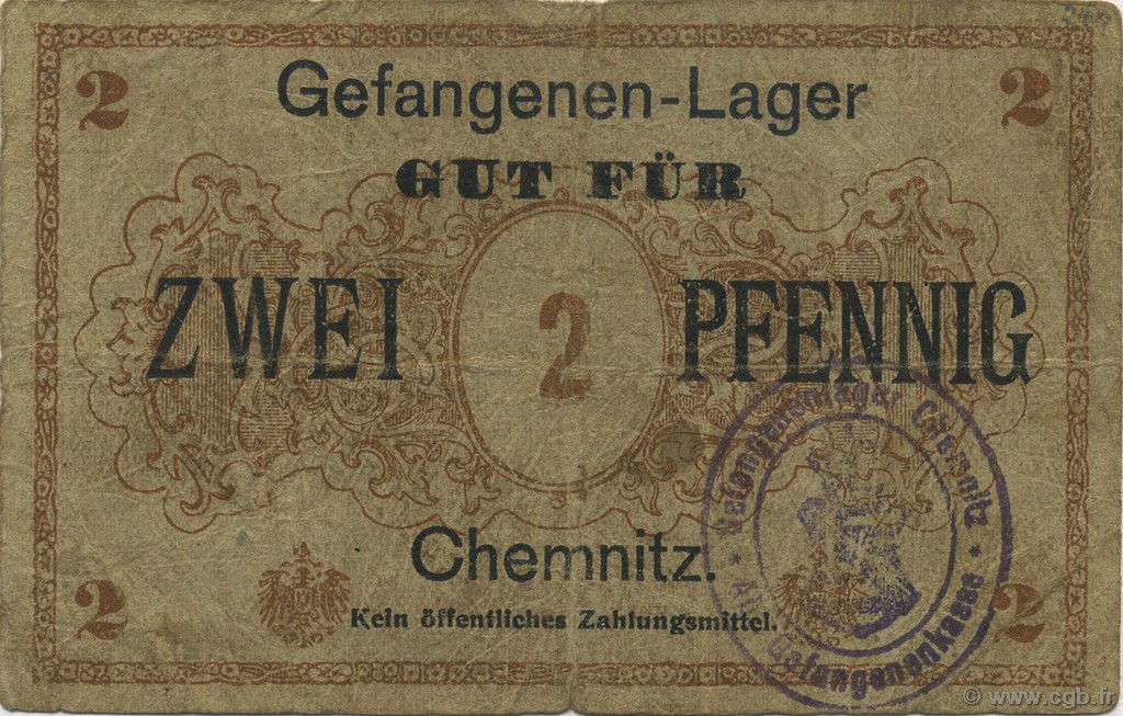 2 Pfennig GERMANIA Chemnitz 1916  B