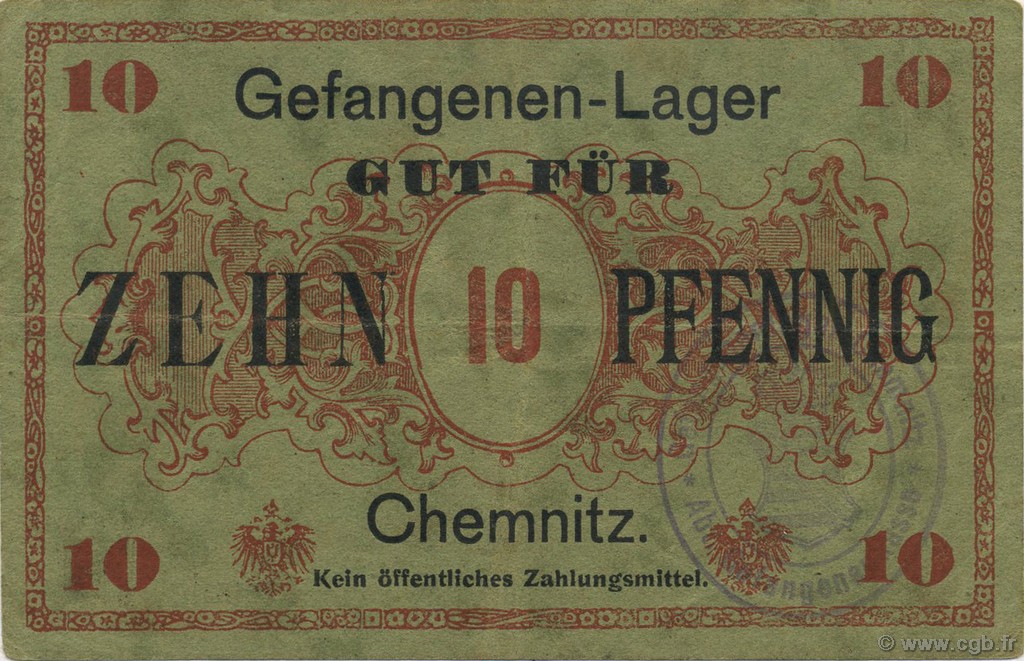 10 Pfennig GERMANY Chemnitz 1916  VF