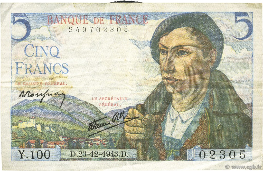 5 Francs BERGER FRANCIA  1943 F.05.05 q.SPL