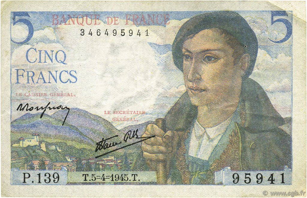 5 Francs BERGER FRANCIA  1945 F.05.06 SPL