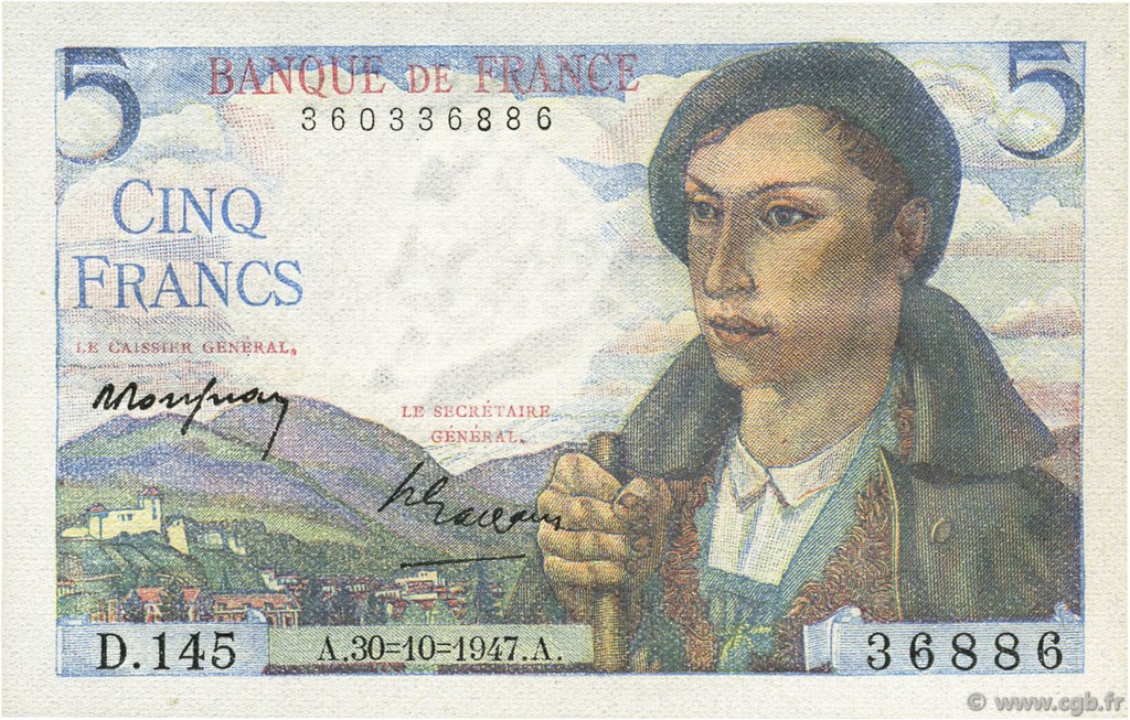 5 Francs BERGER FRANKREICH  1947 F.05.07 ST