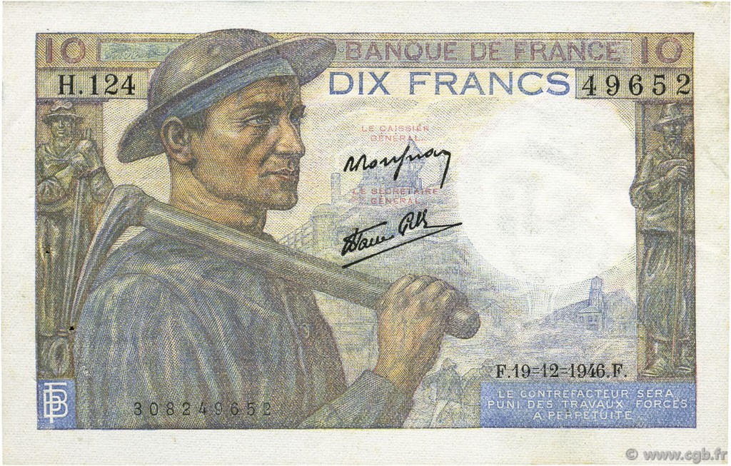 10 Francs MINEUR FRANCIA  1946 F.08.16 SPL