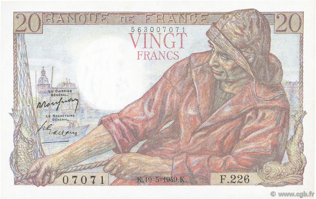20 Francs PÊCHEUR FRANCE  1949 F.13.15 XF