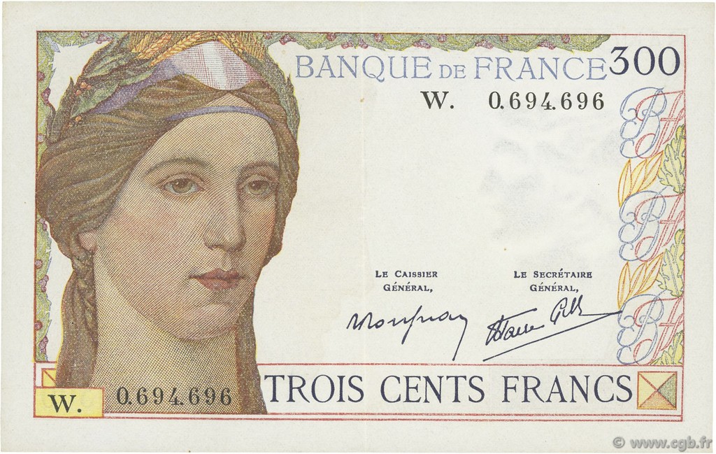 300 Francs FRANCE  1938 F.29.02 XF