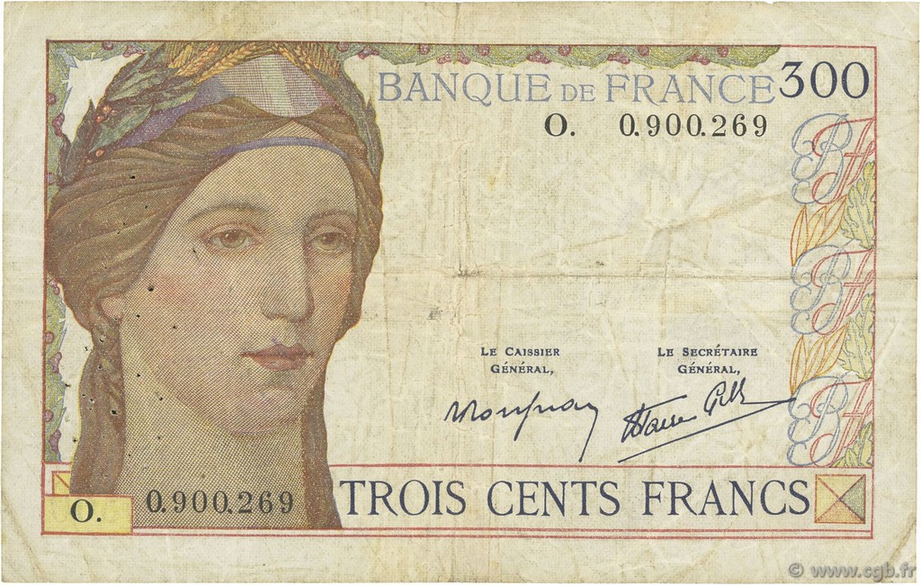 300 Francs FRANKREICH  1939 F.29.03 S