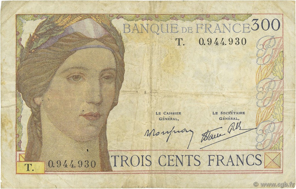 300 Francs FRANCE  1939 F.29.03 TB