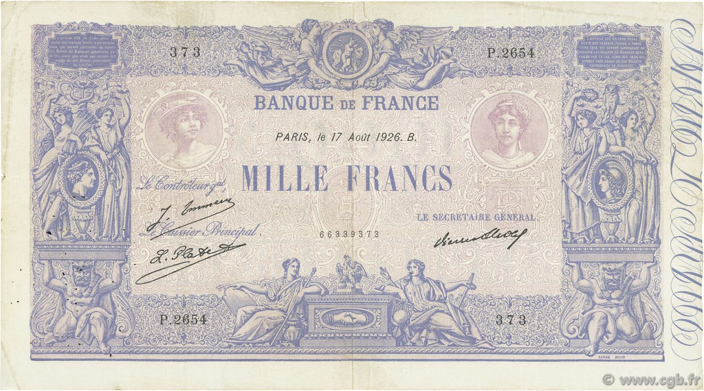 1000 Francs BLEU ET ROSE FRANCE  1926 F.36.43 F