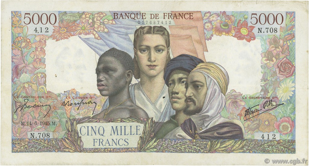 5000 Francs EMPIRE FRANÇAIS FRANCIA  1945 F.47.30 BC
