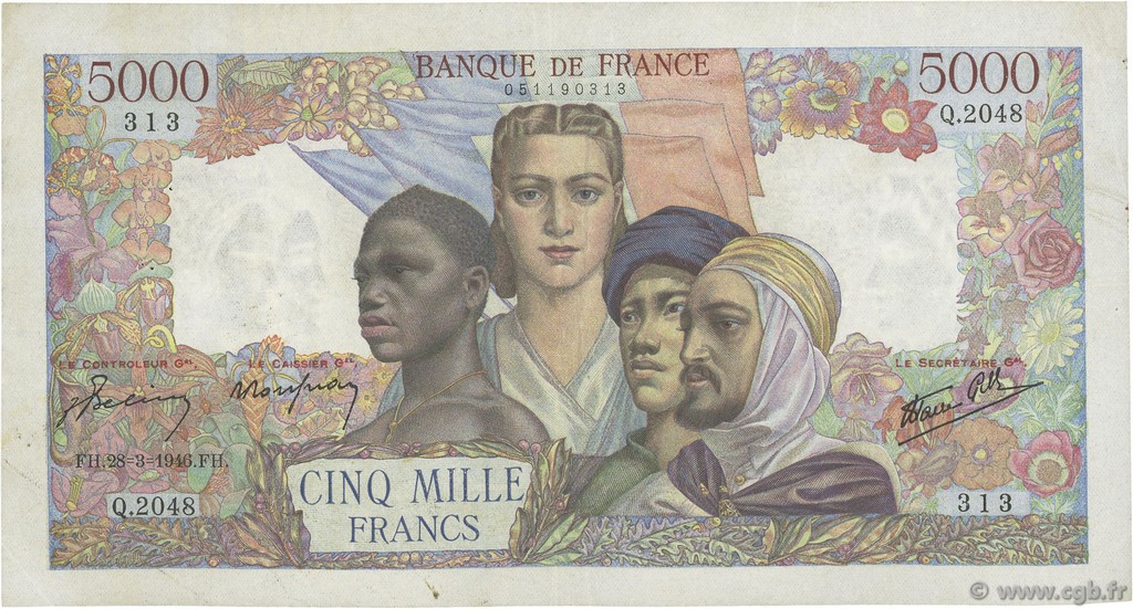 5000 Francs EMPIRE FRANÇAIS FRANCIA  1946 F.47.51 BB