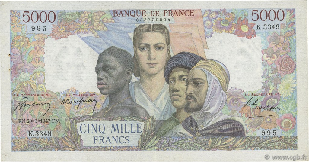 5000 Francs EMPIRE FRANÇAIS FRANCE  1947 F.47.59 VF
