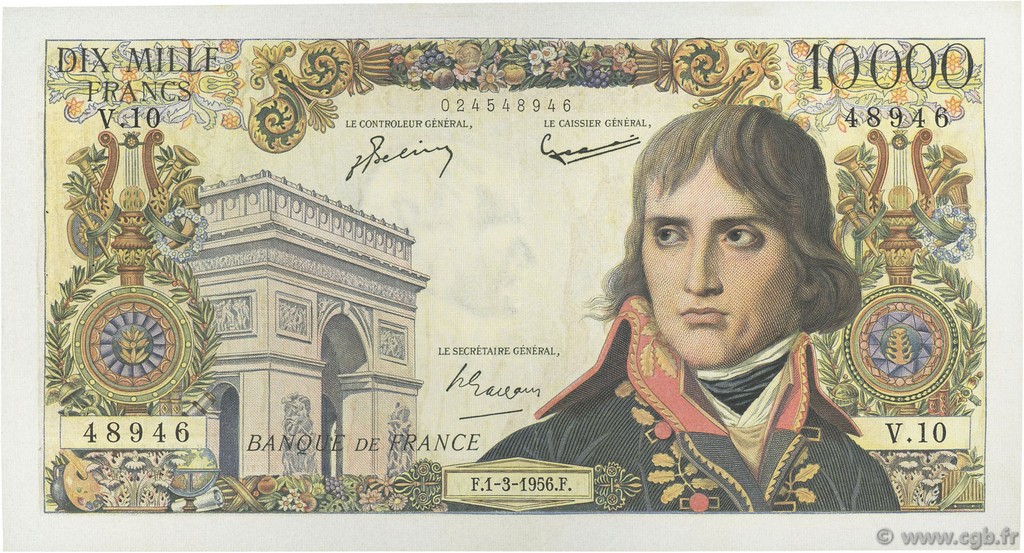 10000 Francs BONAPARTE FRANKREICH  1956 F.51.02 fVZ