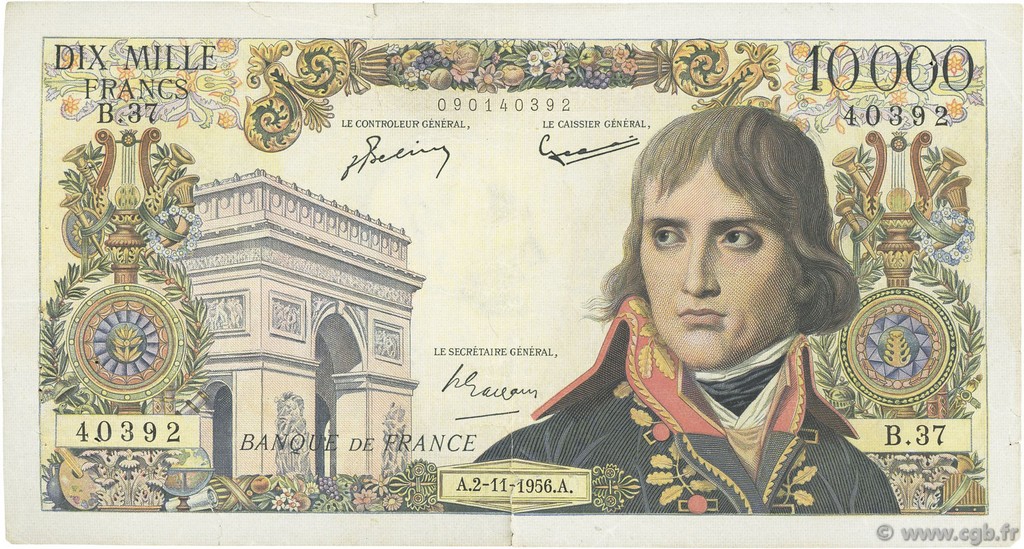 10000 Francs BONAPARTE FRANCIA  1956 F.51.05 MB