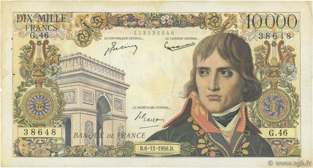 10000 Francs BONAPARTE FRANCIA  1956 F.51.06 MB