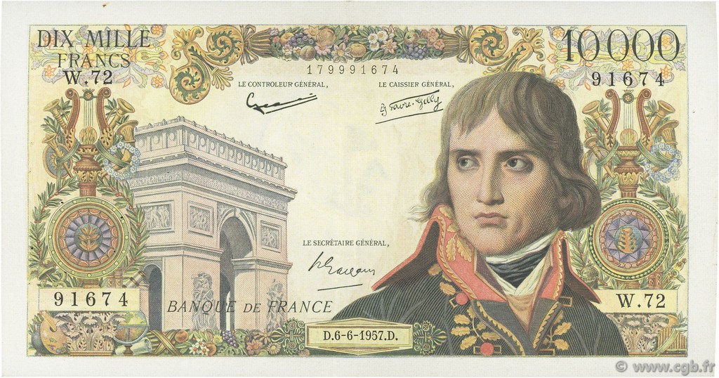 10000 Francs BONAPARTE FRANCE  1957 F.51.08 VF