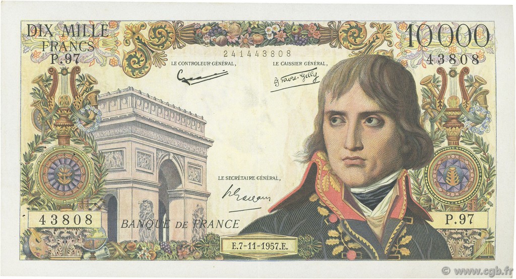 10000 Francs BONAPARTE FRANCE  1957 F.51.10 VF