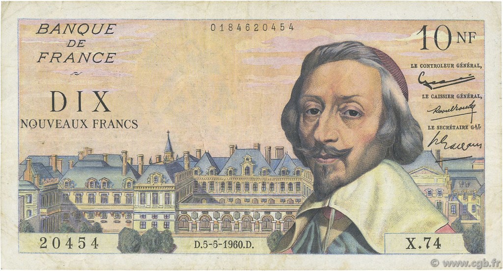 10 Nouveaux Francs RICHELIEU FRANCIA  1960 F.57.07 BC
