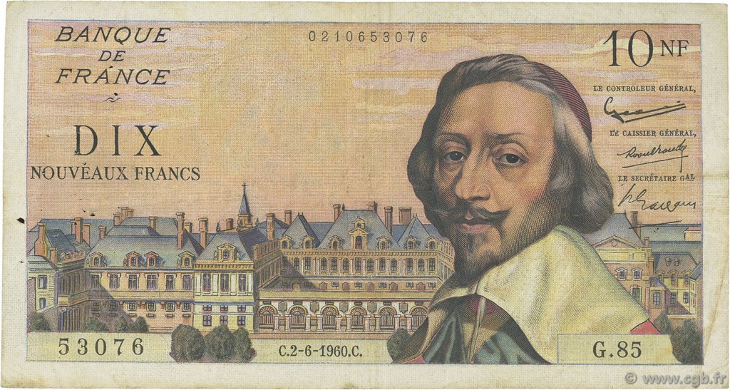 10 Nouveaux Francs RICHELIEU FRANKREICH  1960 F.57.08 S