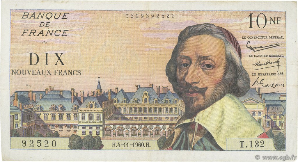 10 Nouveaux Francs RICHELIEU FRANCE  1960 F.57.11 TTB