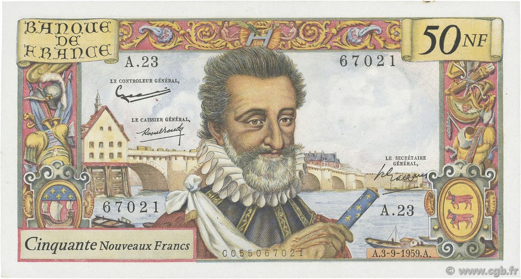 50 Nouveaux Francs HENRI IV FRANKREICH  1959 F.58.03 VZ+