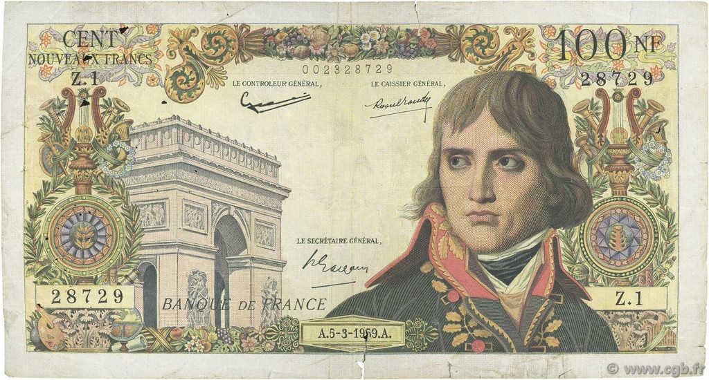 100 Nouveaux Francs BONAPARTE FRANCE  1959 F.59.01 G