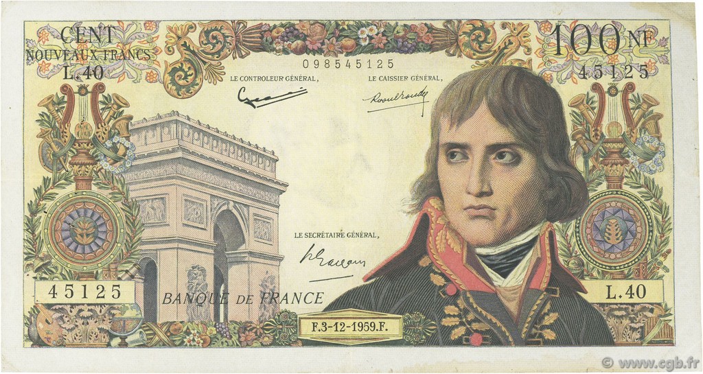 100 Nouveaux Francs BONAPARTE FRANKREICH  1959 F.59.04 S