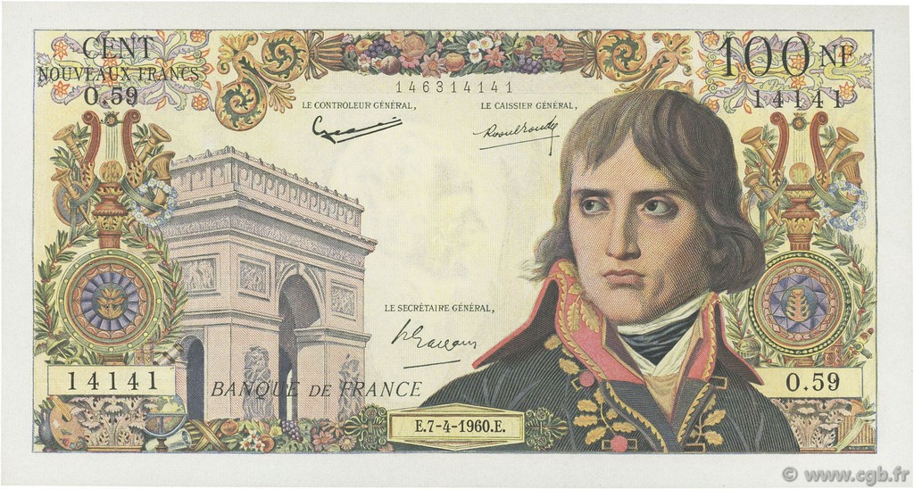 100 Nouveaux Francs BONAPARTE FRANCIA  1960 F.59.06 MBC+