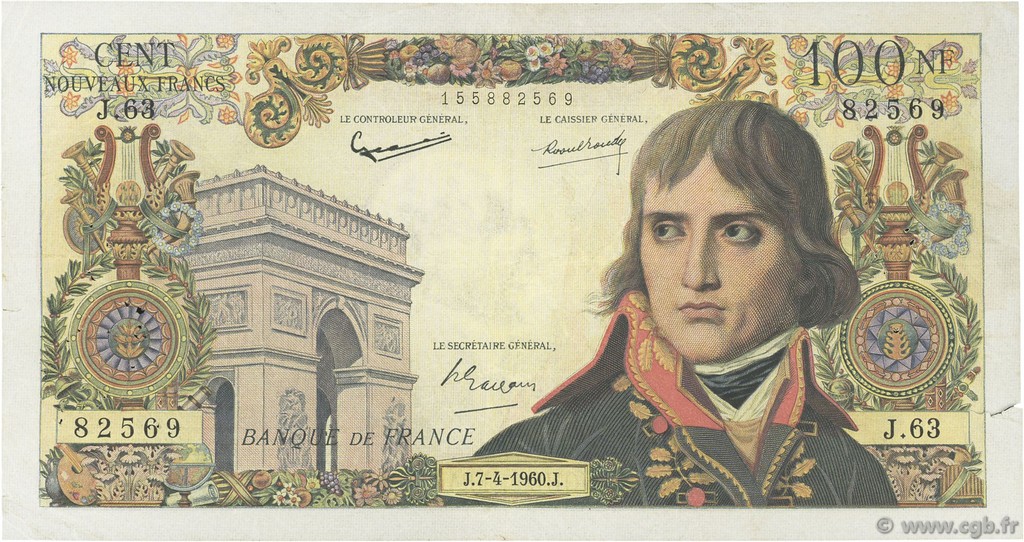 100 Nouveaux Francs BONAPARTE FRANCIA  1960 F.59.06 q.MB