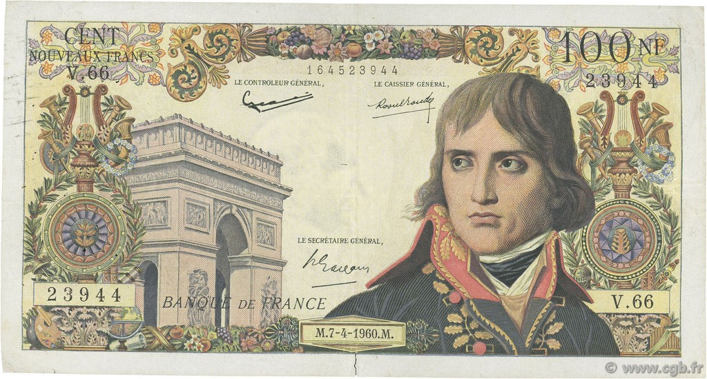 100 Nouveaux Francs BONAPARTE FRANCIA  1960 F.59.06 q.MB