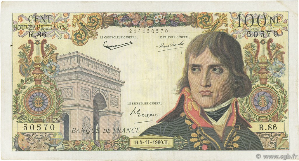 100 Nouveaux Francs BONAPARTE FRANCIA  1960 F.59.08 BC+