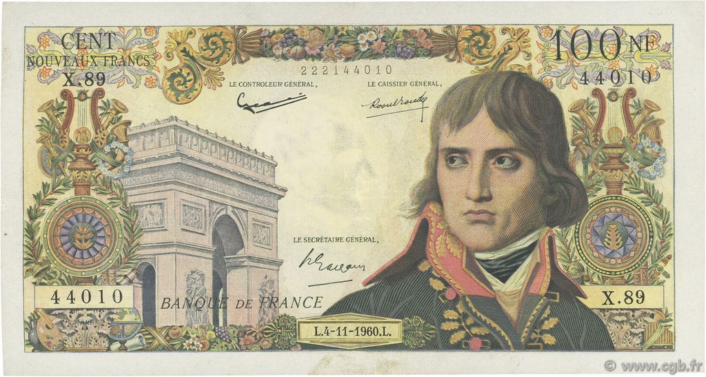 100 Nouveaux Francs BONAPARTE FRANCIA  1960 F.59.08 MBC