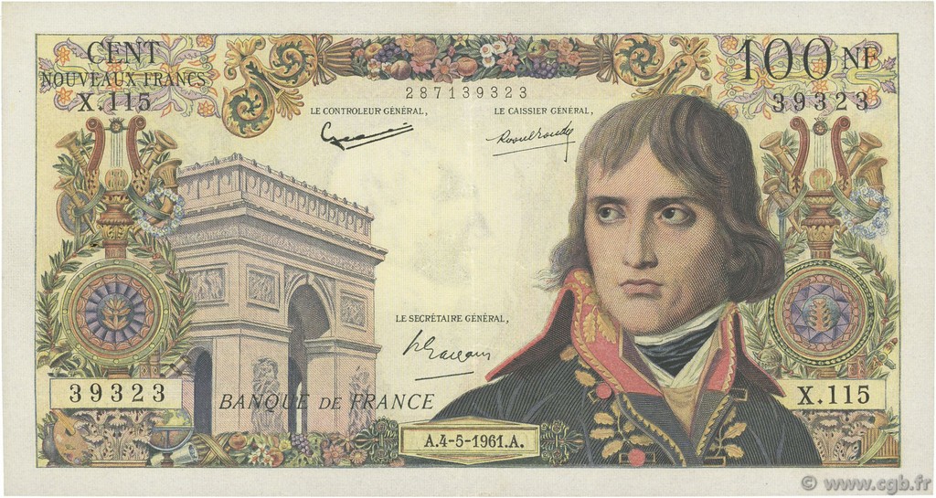 100 Nouveaux Francs BONAPARTE FRANCIA  1961 F.59.11 MBC+