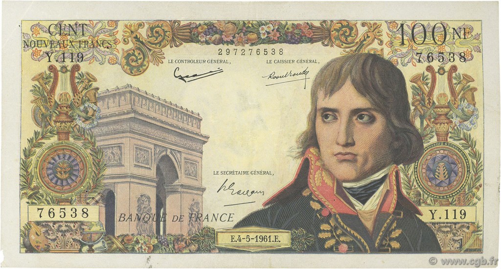100 Nouveaux Francs BONAPARTE FRANCIA  1961 F.59.11 BC a MBC