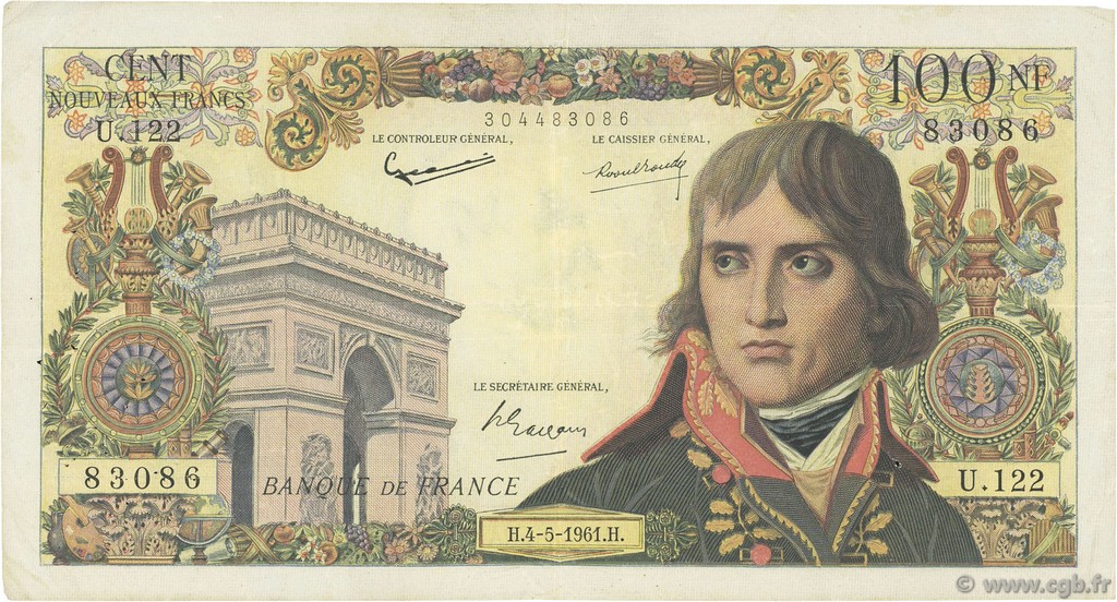 100 Nouveaux Francs BONAPARTE FRANCIA  1961 F.59.11 BC+